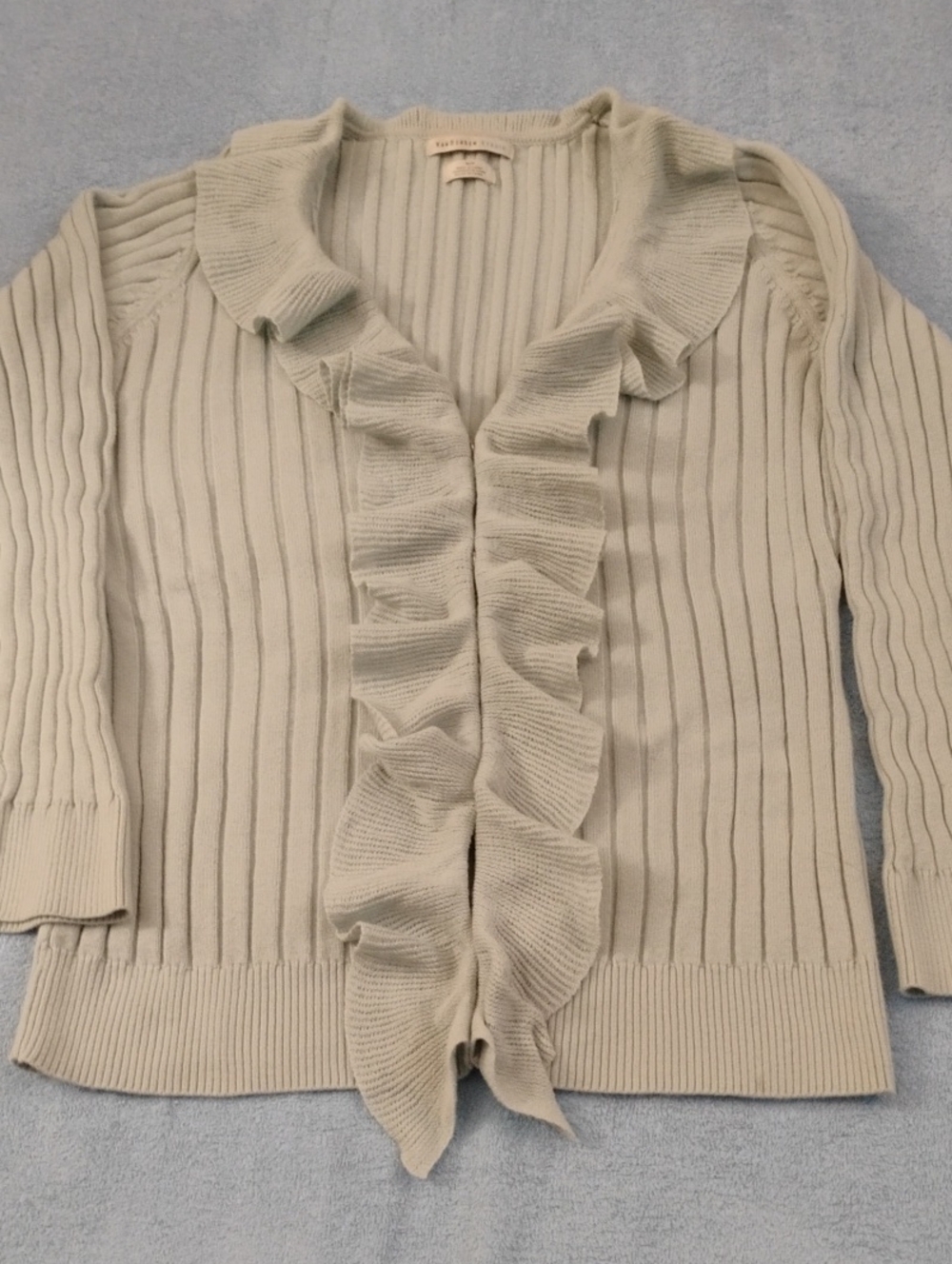 Van Heusen Ruffle-Trim Ribbed Cardigan